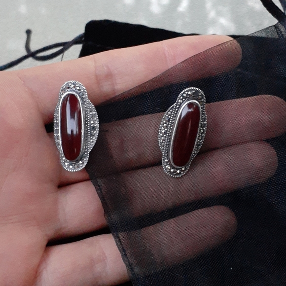 Jewelry - Ottoman silver and red stone earrings